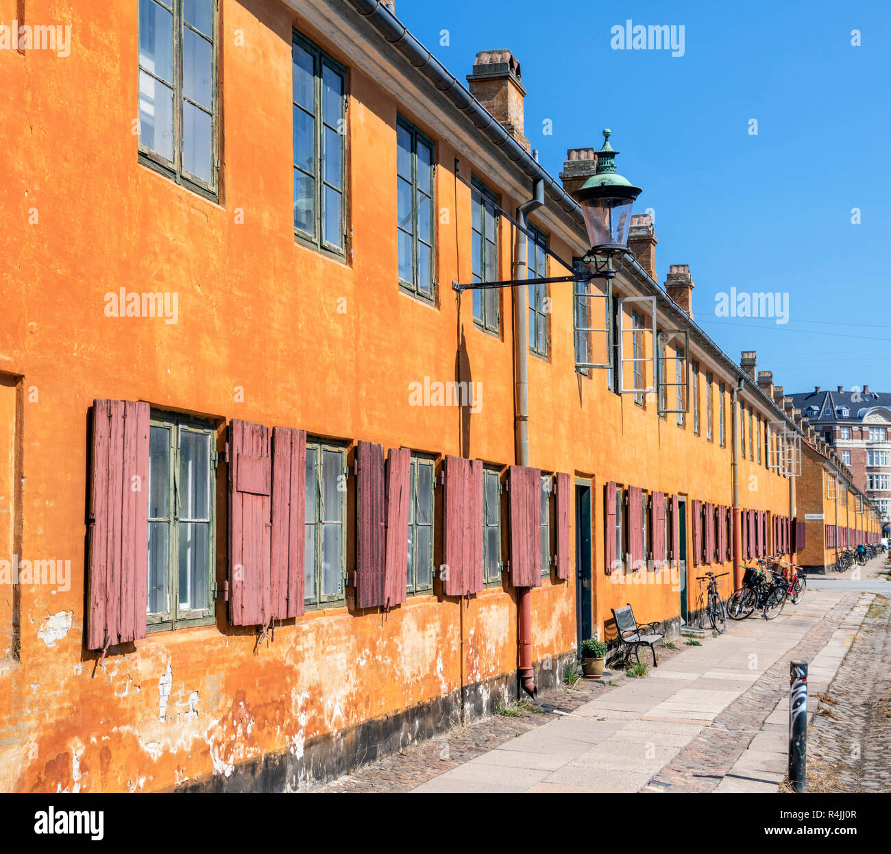 Row of colourful houses in the Nørreport district, Copenhagen, Denmark Stock Photo