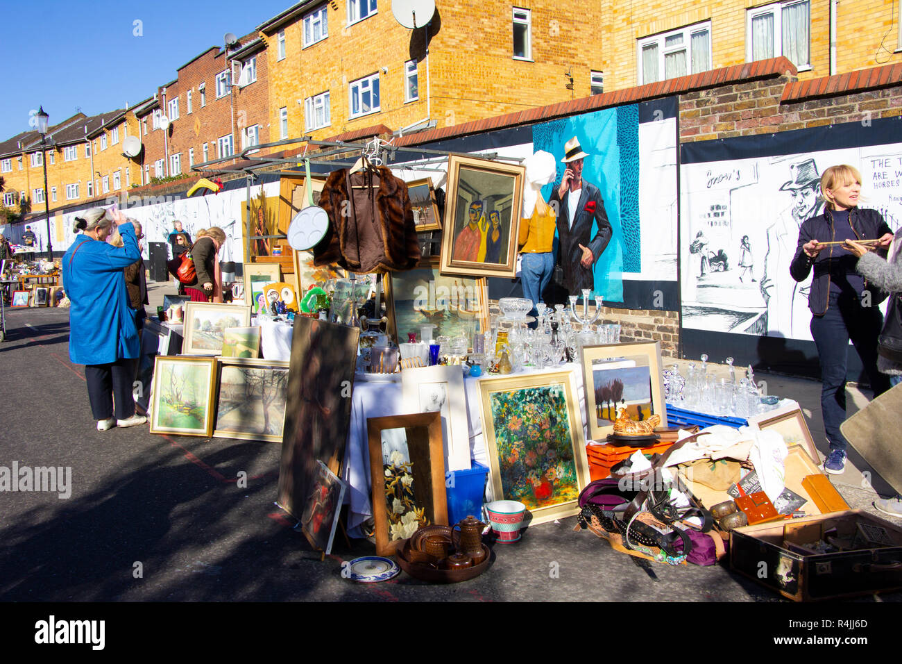 Portobello Market in London Stock Photo