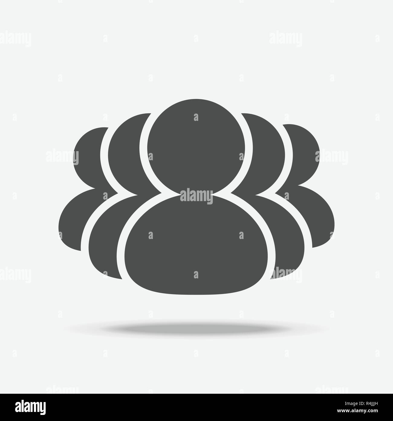 Group of people icon. Flat design vector with shadow on isolated white ...