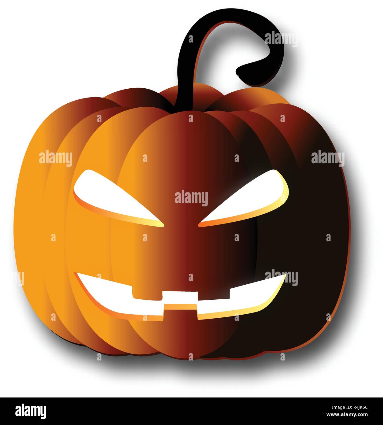 Halloween pumpkin paper art on isolated white background. Orange pumpkin lantern with shadow shading gradient mesh Stock Vector