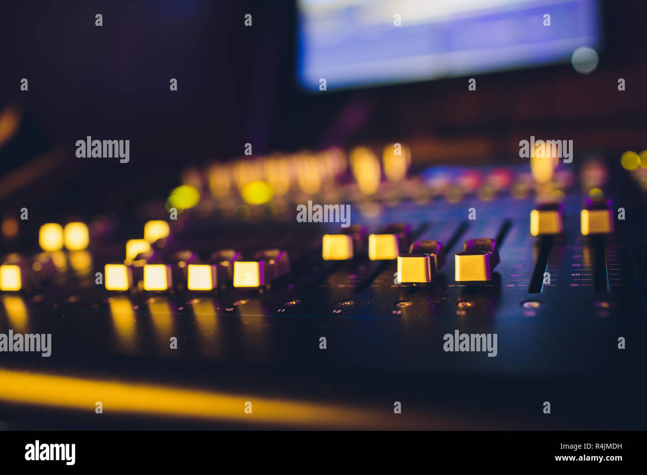 Sound mixer remote sound director. DJ console. music producer. audio