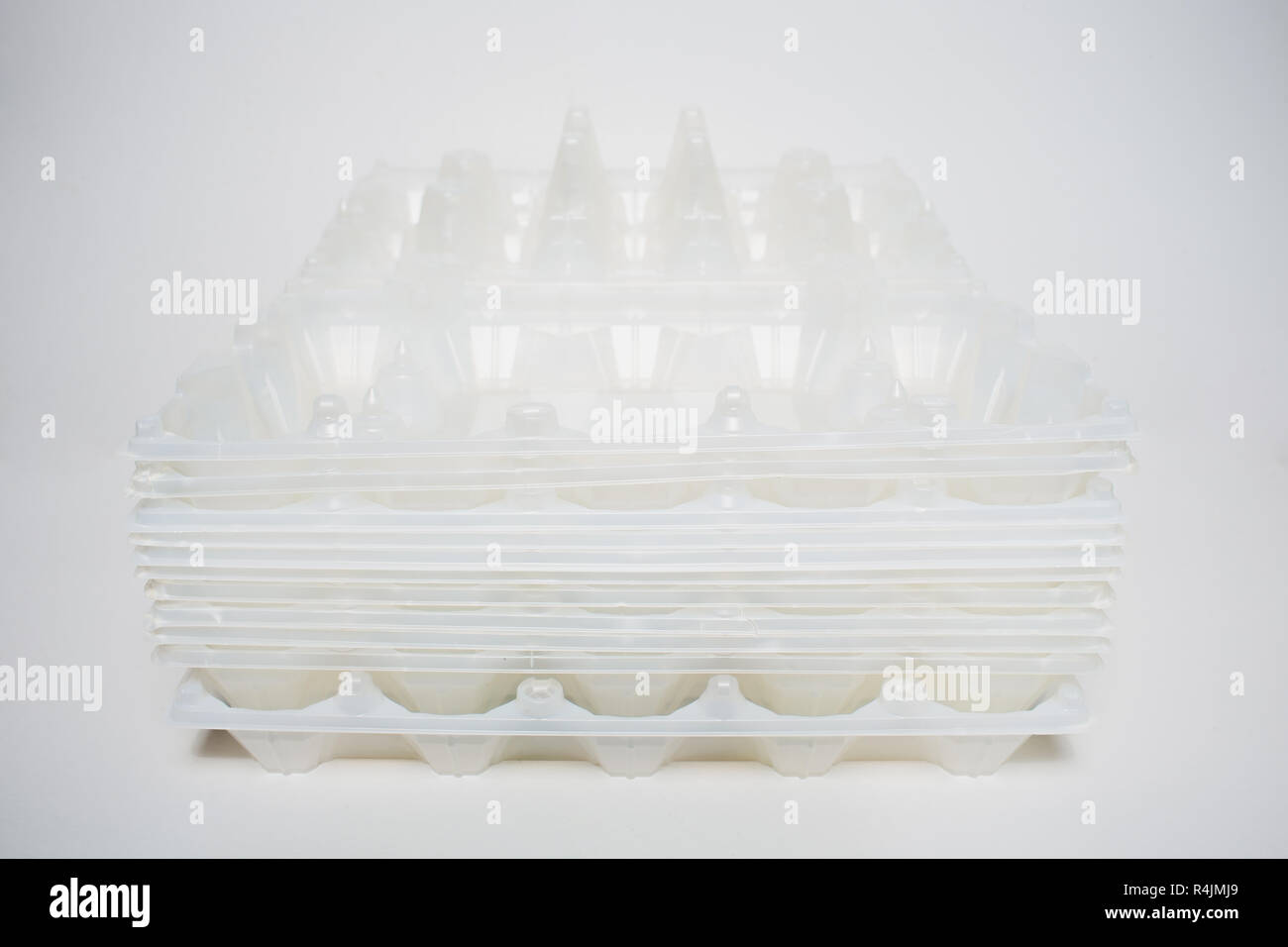 Plastic eggs box with clipping path isolated on white background Stock