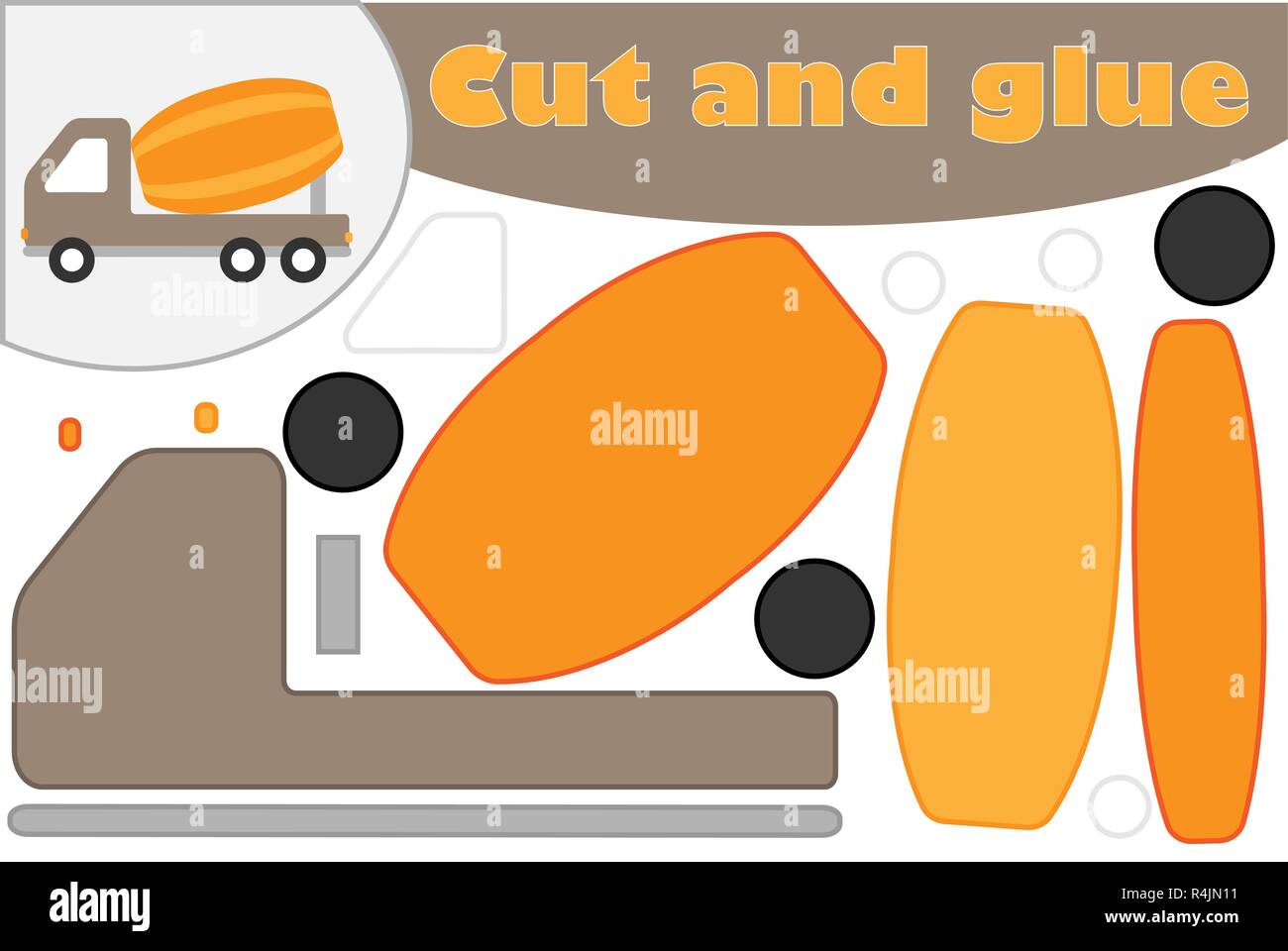 Concrete mixer cartoon style, education game for the development of ...