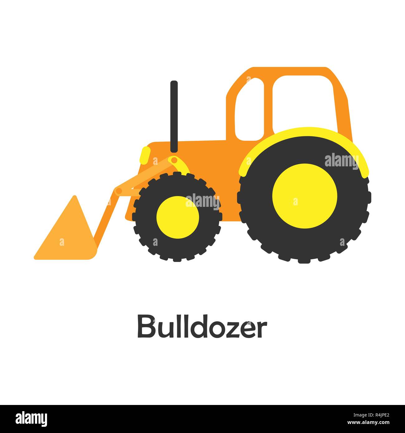 Bulldozer in cartoon style, card with transport for kid, preschool ...