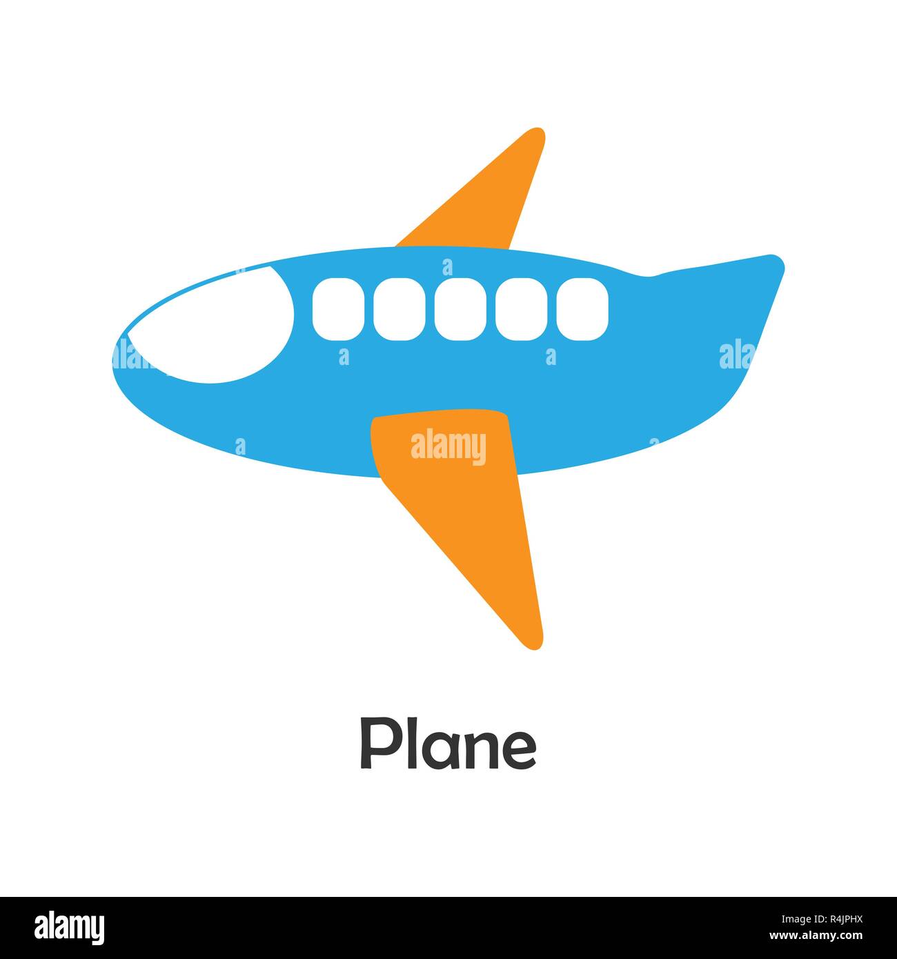 Plane in cartoon style, card with transport for kid, preschool activity for children, vector