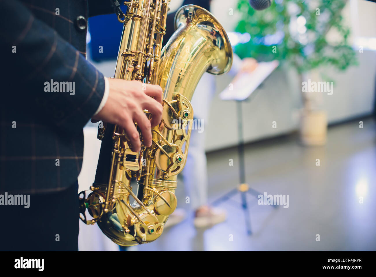 Musical instruments, Saxophone Player hands Saxophonist playing jazz
