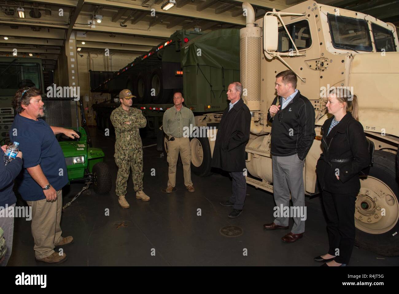BUSAN, Republic of Korea (Oct. 30, 2018) U.S. Rep. William McClellan 'Mac' Thornberry, chairman of the House Armed Services Committee (HASC), receives a tour of the Watson-class vehicle cargo ship USNS Red Cloud (T-AKR-313) at the Military Sealift Command (MSCO) in Busan. Thornberry's visit to MSCO is part of an overall site visit to the Korean peninsula to meet with U.S. military components and gain a better understanding of the U.S. and ROK alliance. Stock Photo