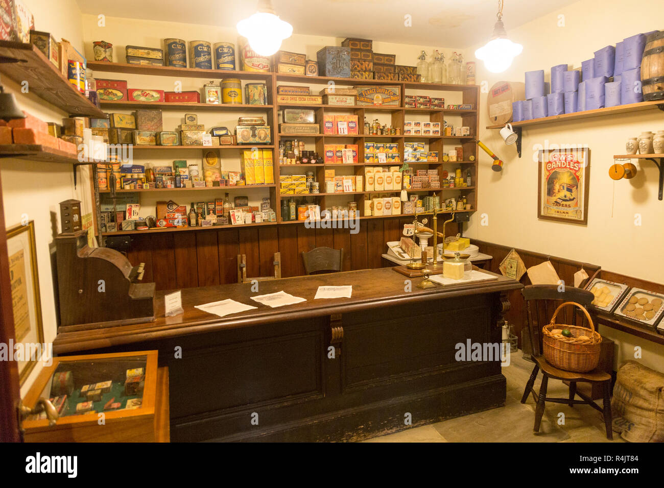 Old Victorian Edwardian shop interior at Radstock museum, Somerset ...