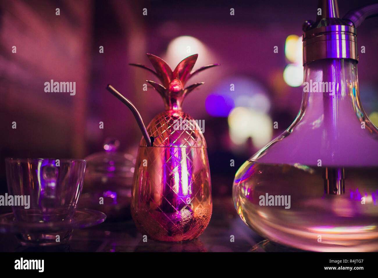 hookah in the restaurant hookah elements on the background of a blurry