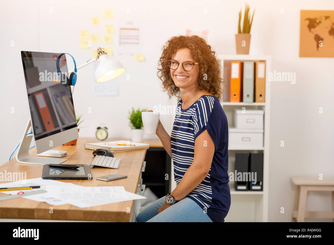 Coffee break at work Stock Photo Alamy