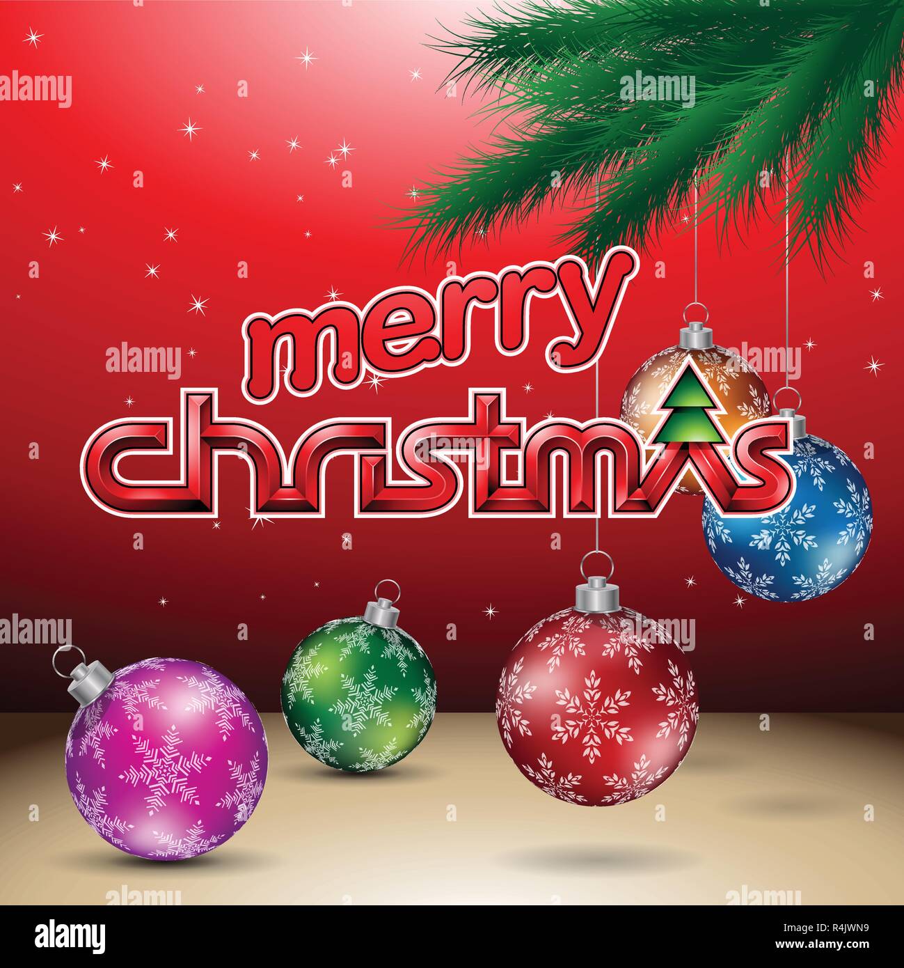 Vector Illustration of Red Glossy Merry Christmas Background Stock ...