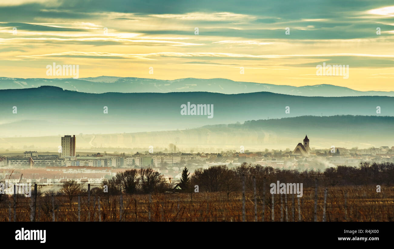 eisenstadt state capital burgenland with mountains Stock Photo