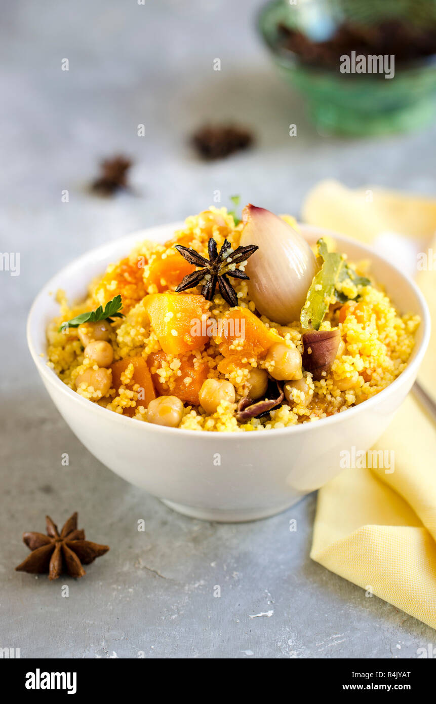 Saffron couscous with fall vegetables Stock Photo Alamy