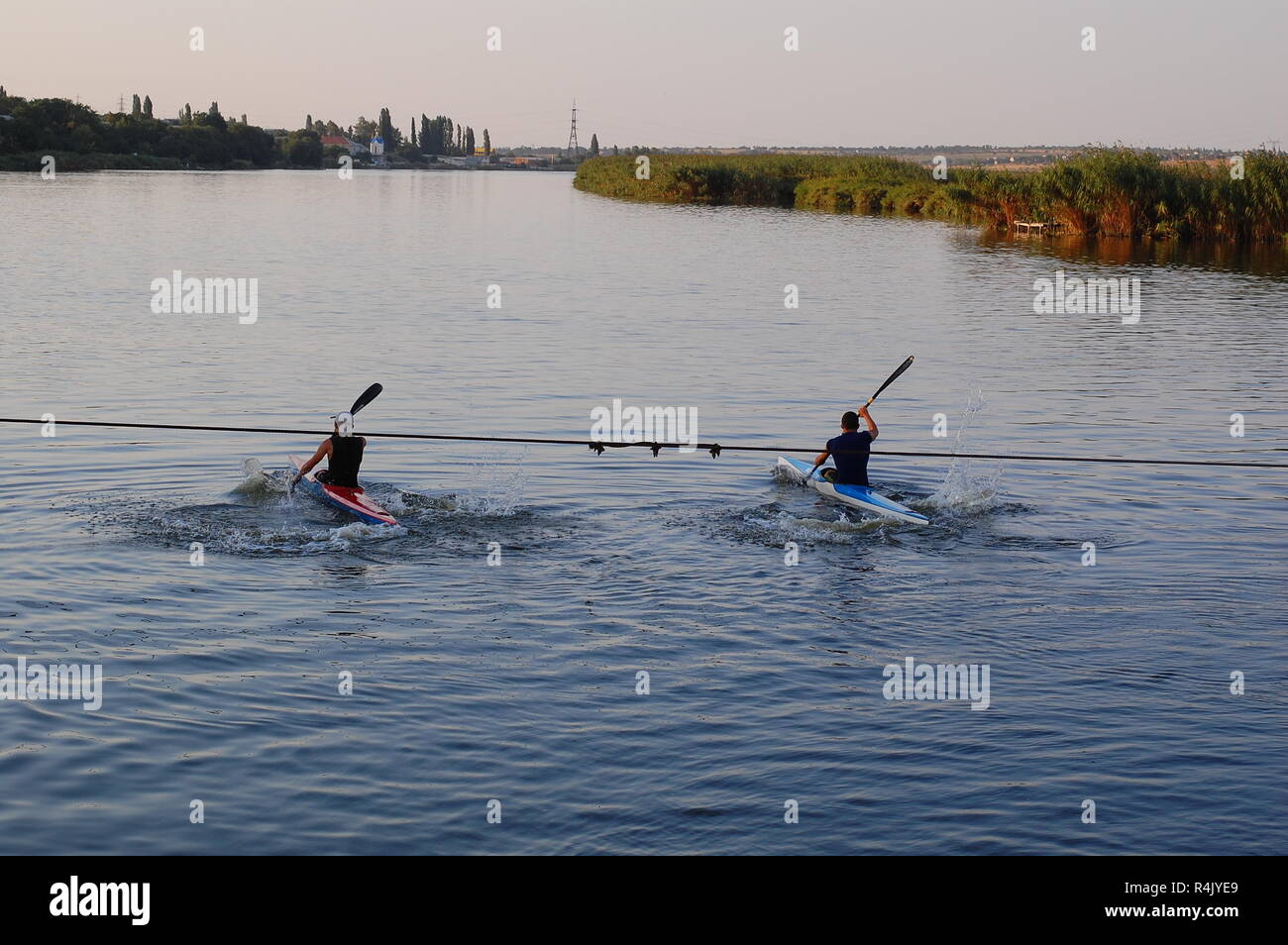 Swim kayaking. Swimming competition kayak Stock Photo Alamy