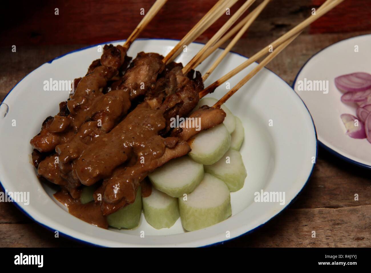 Sate Ponorogo. Traditional chicken satay from Ponorogo, East Java Stock ...