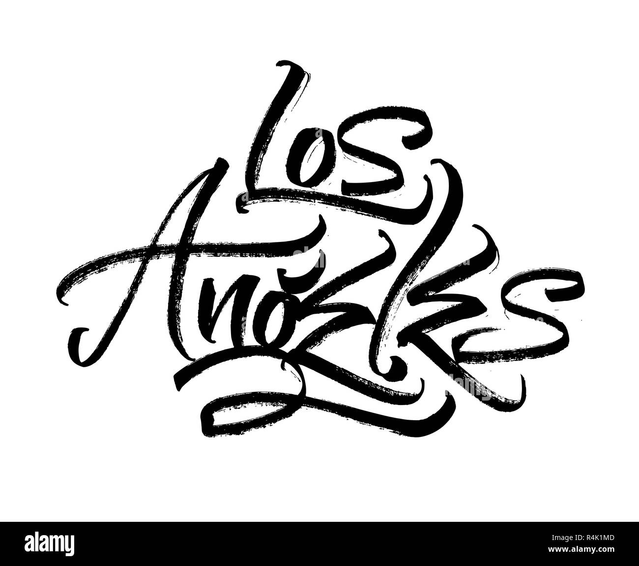 Los Angeles Handwritten Lettering With Palm Stock Illustration
