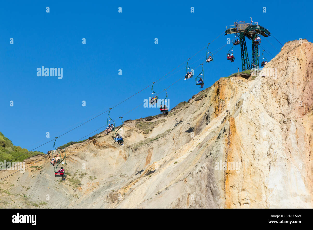 Needles Chairlift. Entrance is at the top of the cliffs above Alum Bay