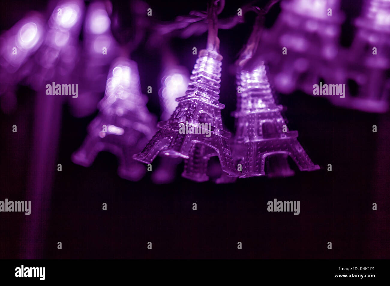 electric garland in the form of a tower blur effect Stock Photo Alamy