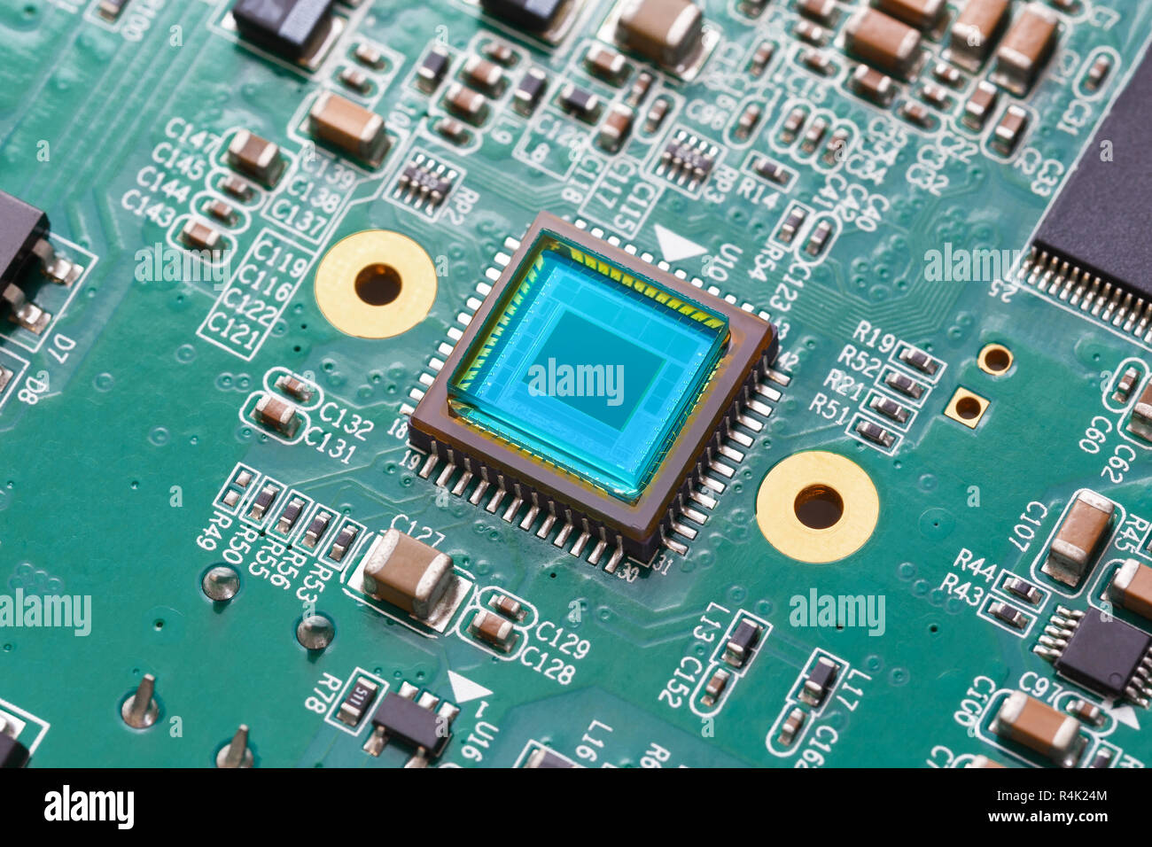 photosensitive sensor on a printed circuit board closeup Stock Photo