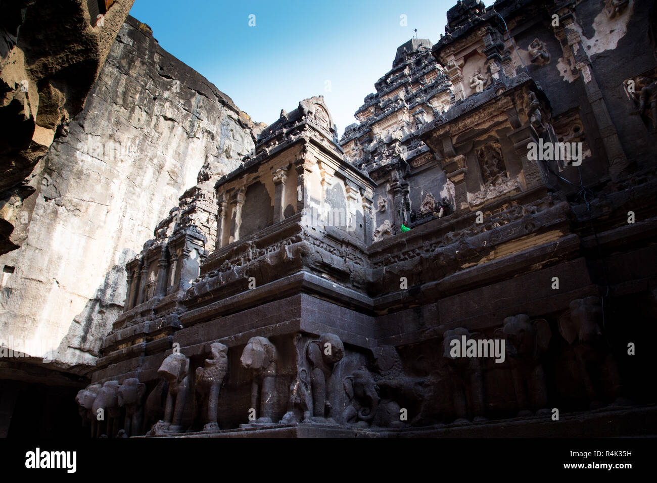 Ellora caves rock-cut monastery-temple cave complexes UNESCO World Heritage Site, featuring Buddhist, Hindu and Jain monument Stock Photo