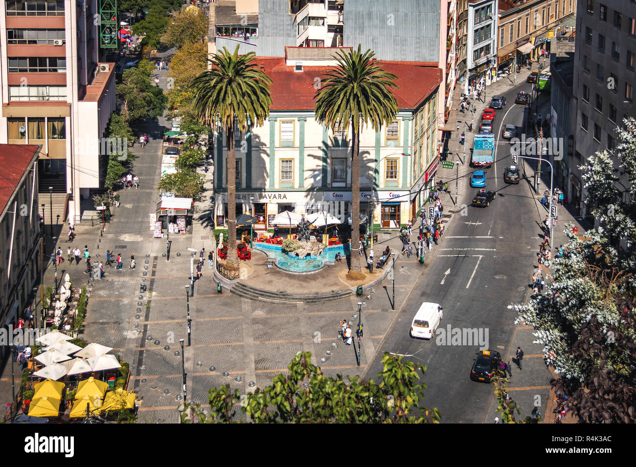 Aerial view of Plaza Anibal Pinto Square - Valparaiso, Chile Stock Photo