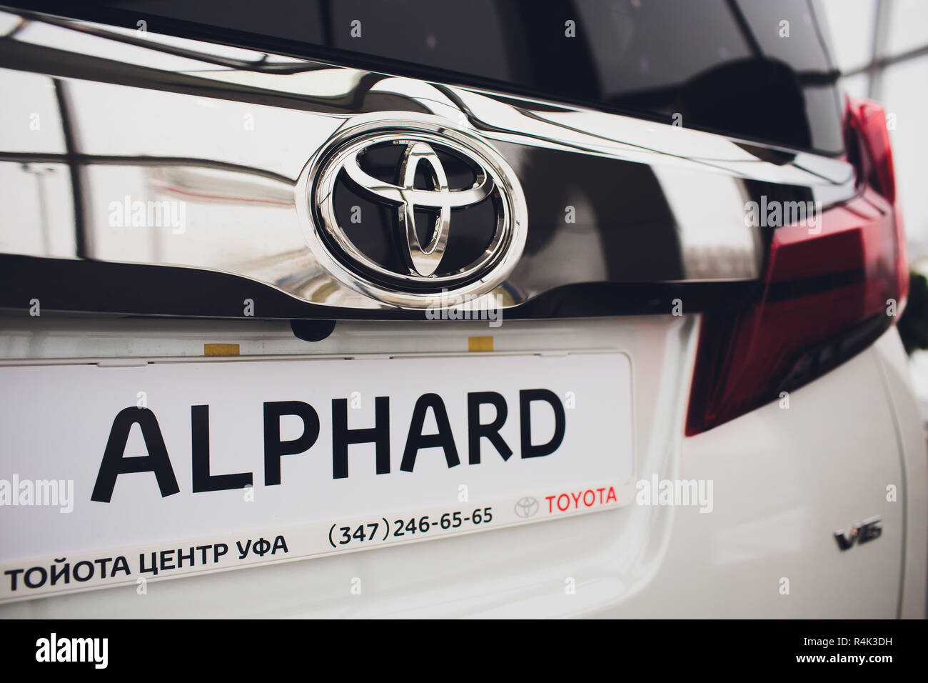 Ufa, Russia, Shop, 5 2018: Toyota Alphard car is displaying at Toyota Photo -