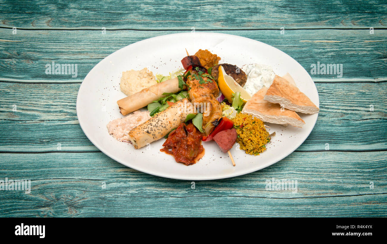 A selection of Mediterranean foods, mezze Stock Photo