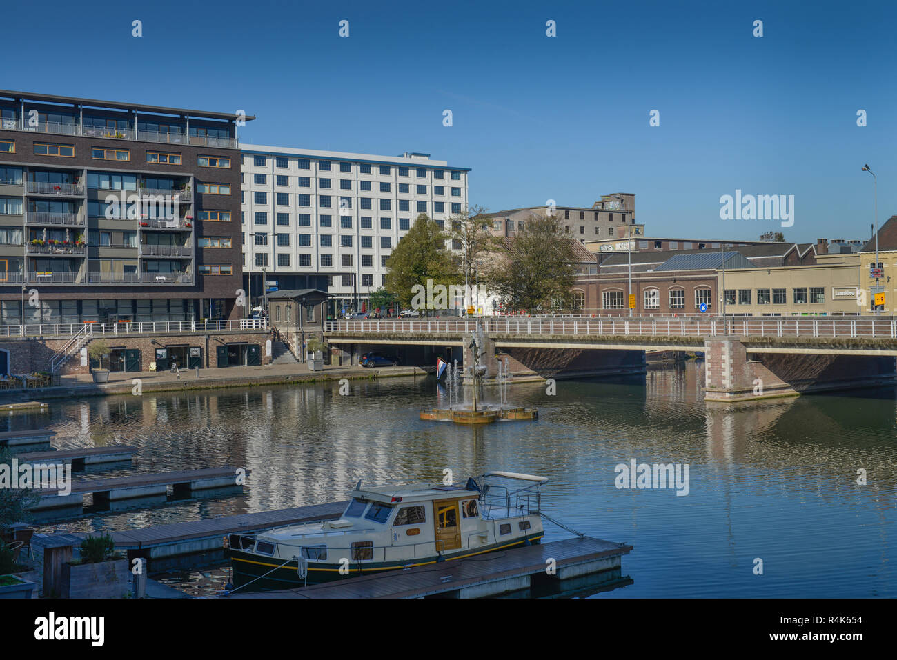 Inland harbour basin, Maastricht, the Netherlands, Binnenhafen Bassin, Niederlande Stock Photo
