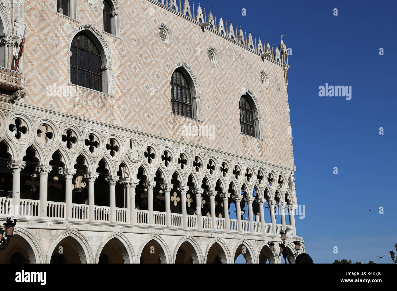 Italy.  Venice. Doge's Palace. 14th-15th century. Venetian Gothic style. Facade. Veneto Region. Stock Photo