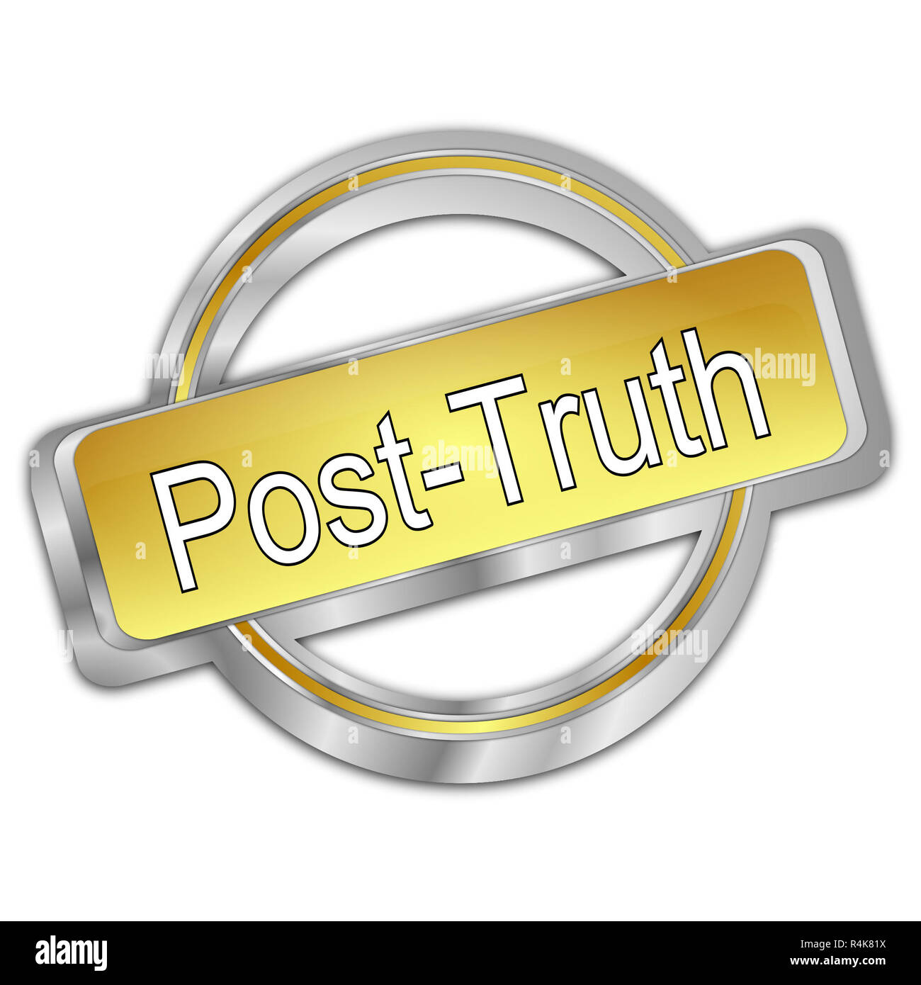 golden Post-Truth Button - 3D illustration Stock Photo