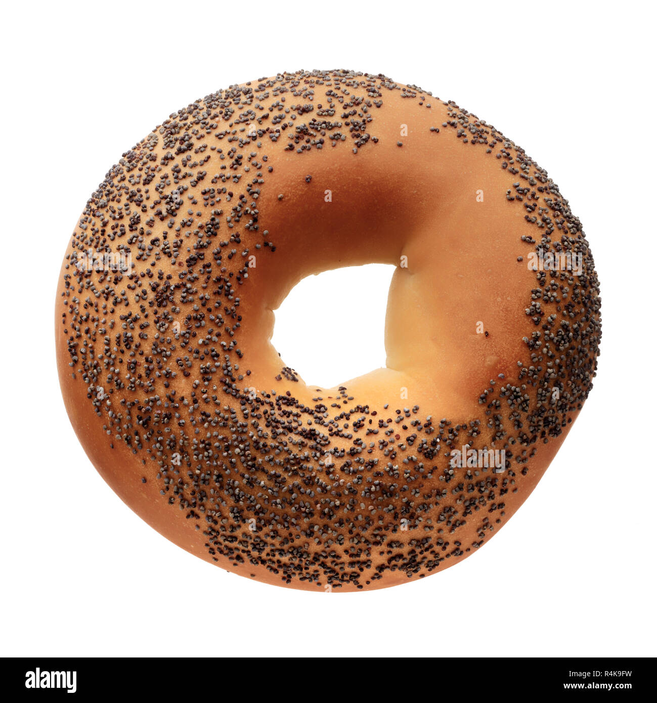 Food: single bagel with poppy seeds, isolated on white background Stock Photo