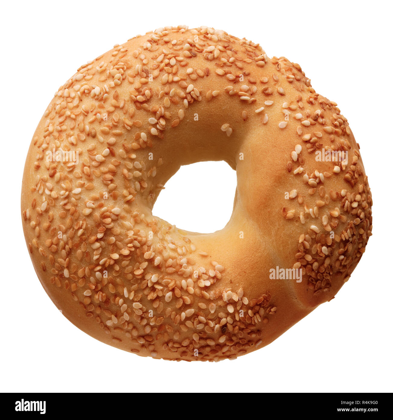 Food: single bagel with sesame seeds, isolated on white background Stock Photo