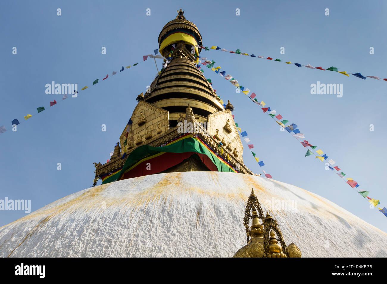 Stupa in Swayambhunath Monkey temple in Kathmandu, Nepal Stock Photo ...