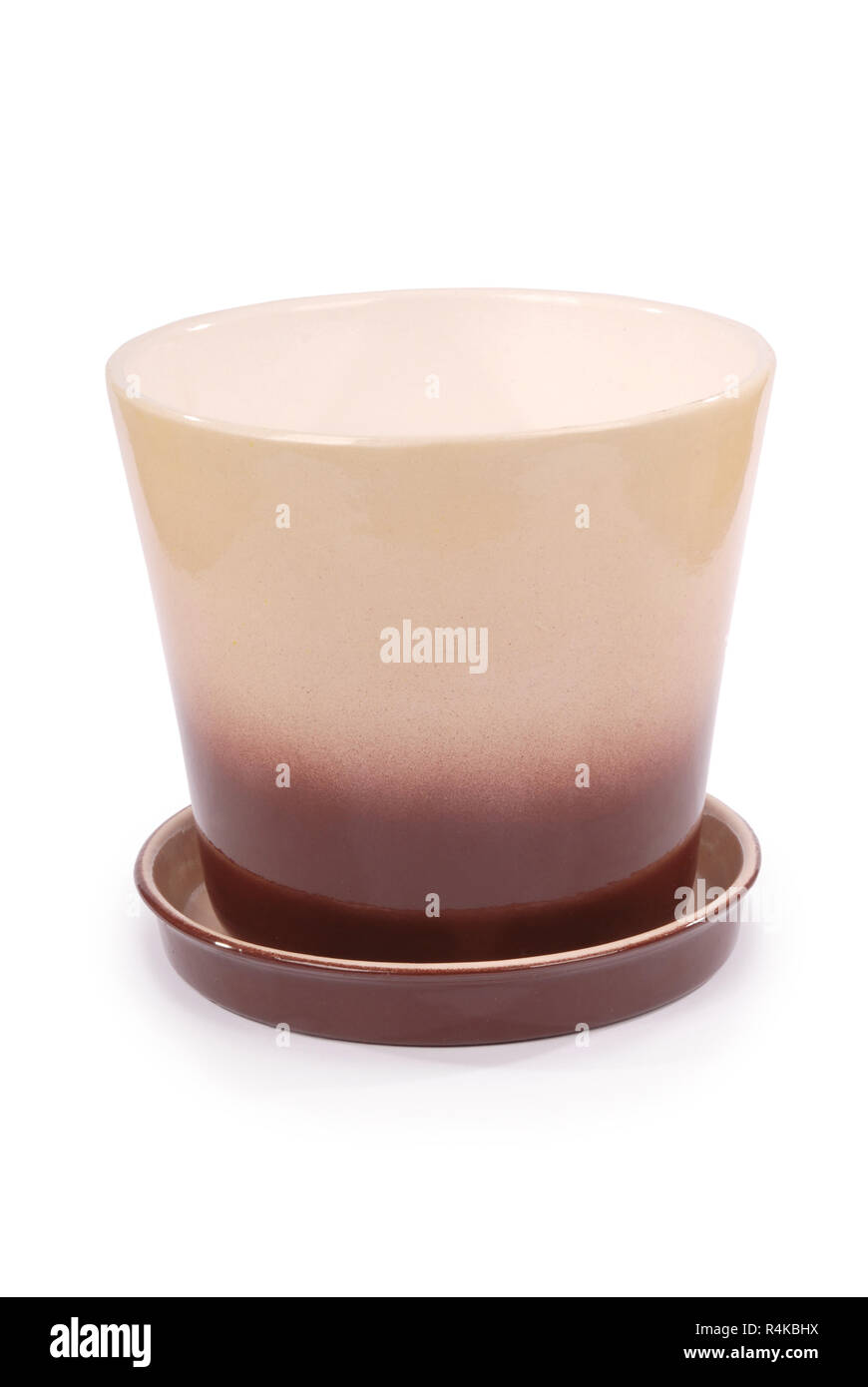 Empty ceramic brown flower pot isolated over the white background Stock ...
