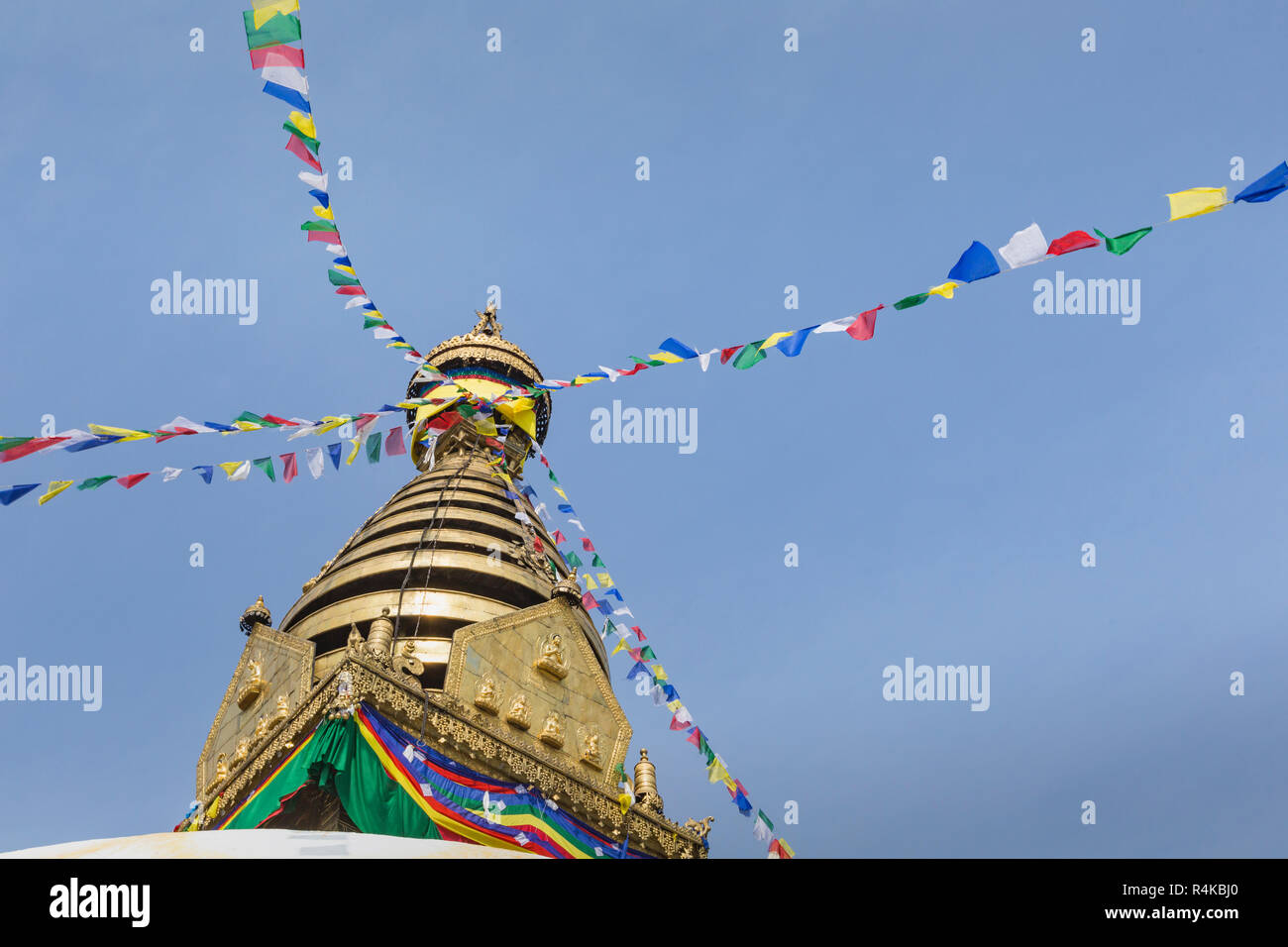 Stupa in Swayambhunath Monkey temple in Kathmandu, Nepal Stock Photo ...