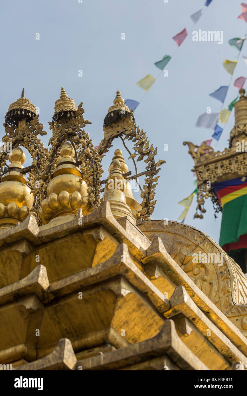 Stupa in Swayambhunath Monkey temple in Kathmandu, Nepal Stock Photo ...