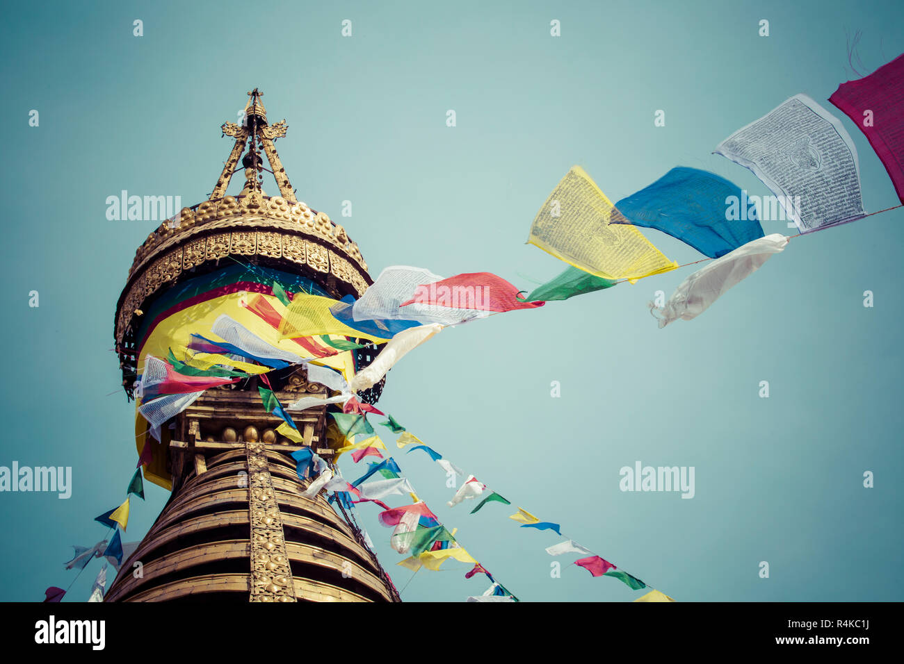Stupa in Swayambhunath Monkey temple in Kathmandu, Nepal Stock Photo ...