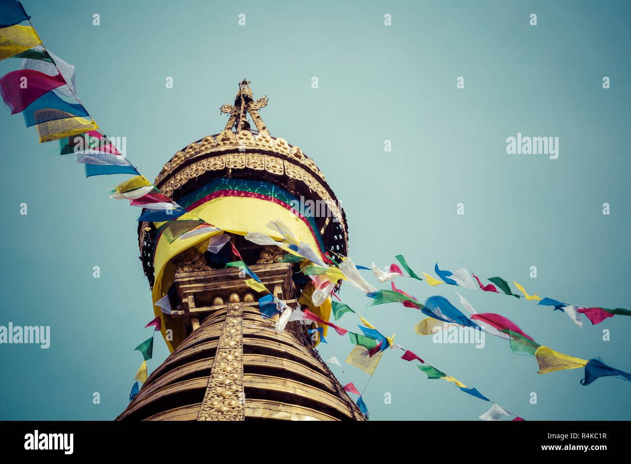 Stupa in Swayambhunath Monkey temple in Kathmandu, Nepal Stock Photo ...