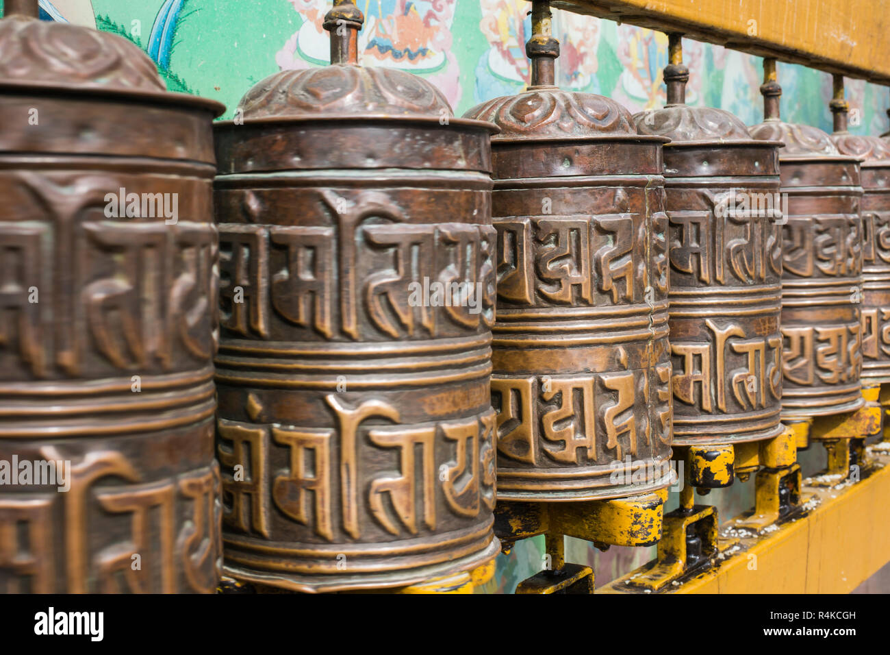 Buddhist prayer wheels, Kathmandu, Nepal Stock Photo Alamy