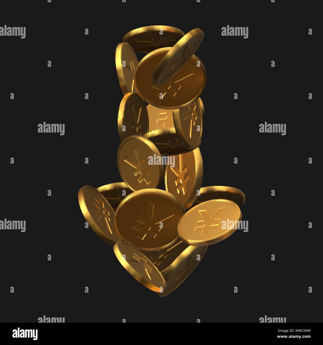arrow shaped golden euro coins. realistic vector illustration. suitable for any economy, finance and money themes. Stock Vector