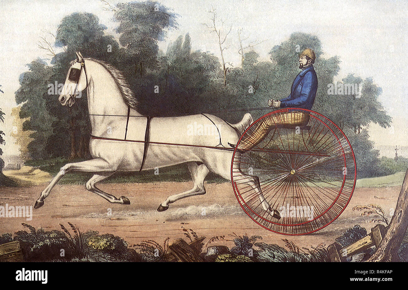 Trotting Horse and Driver, Currier, Nathaniel & Ives, Jam. Stock Photo