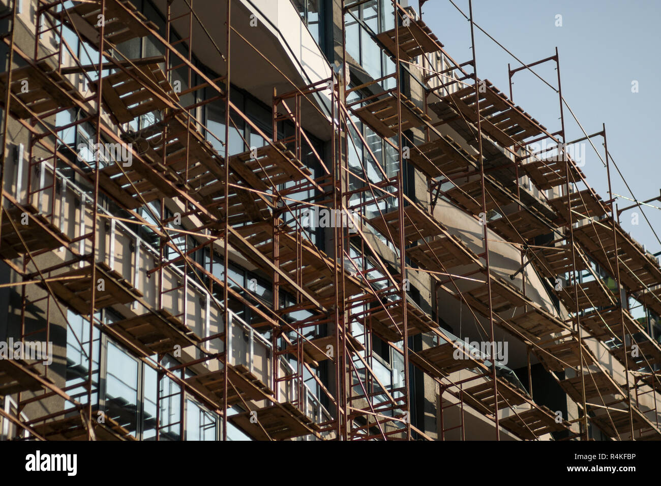 Construction of a multi-storey high-rise residential building. Stock Photo
