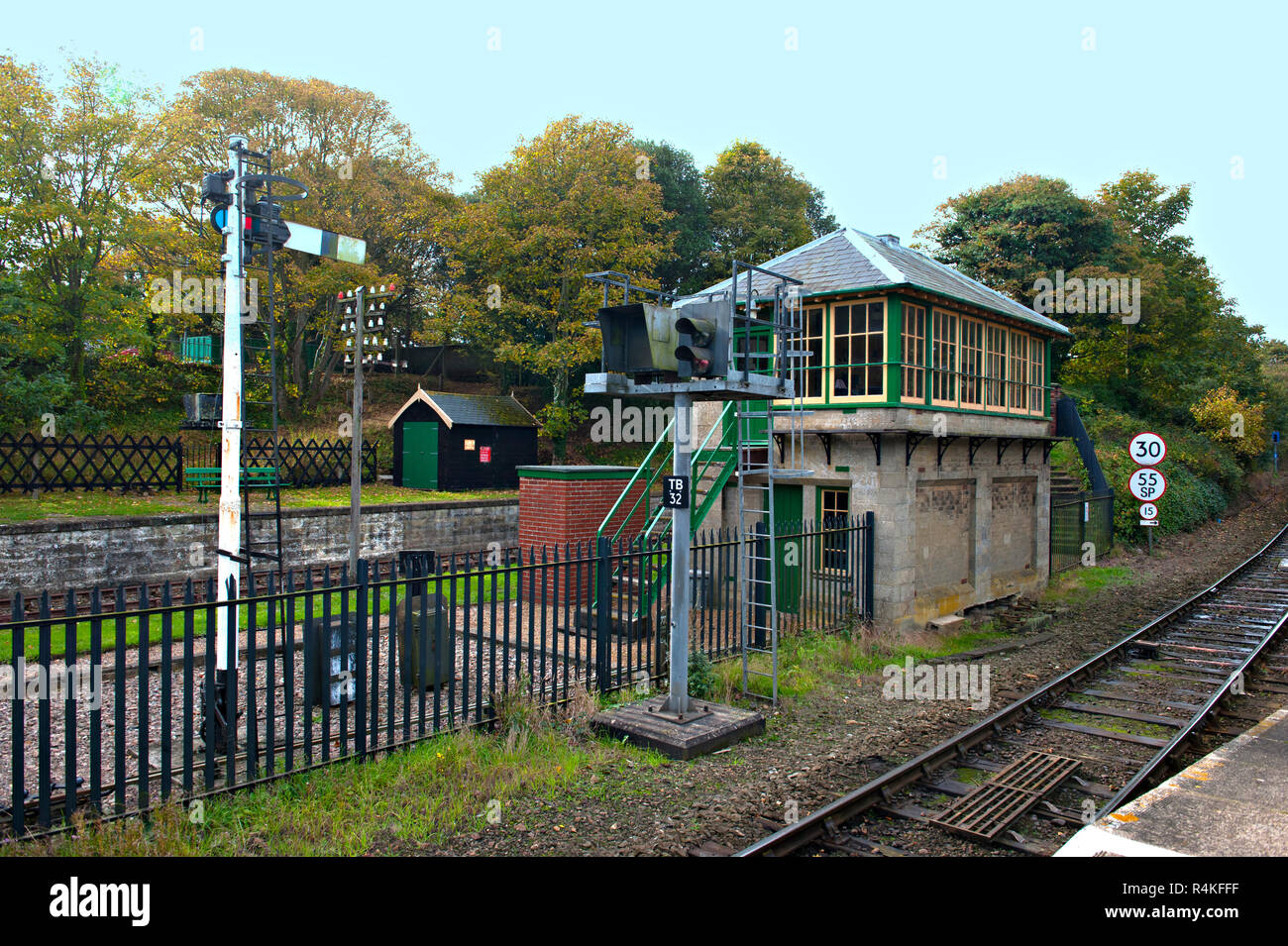 The preserved and listed Cromer Yard Signal Box at Cromer Station on the Norwich to Sheringham 'Bittern Line' in Norfolk, UK Stock Photo