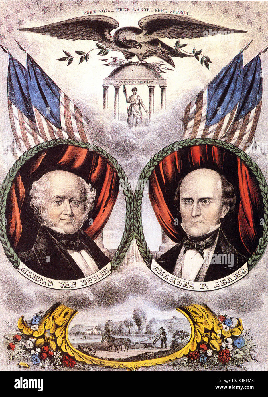 Presidential Ticket, Buren and Adams 1848, Currier, Nathaniel & Ives, Jam. Stock Photo