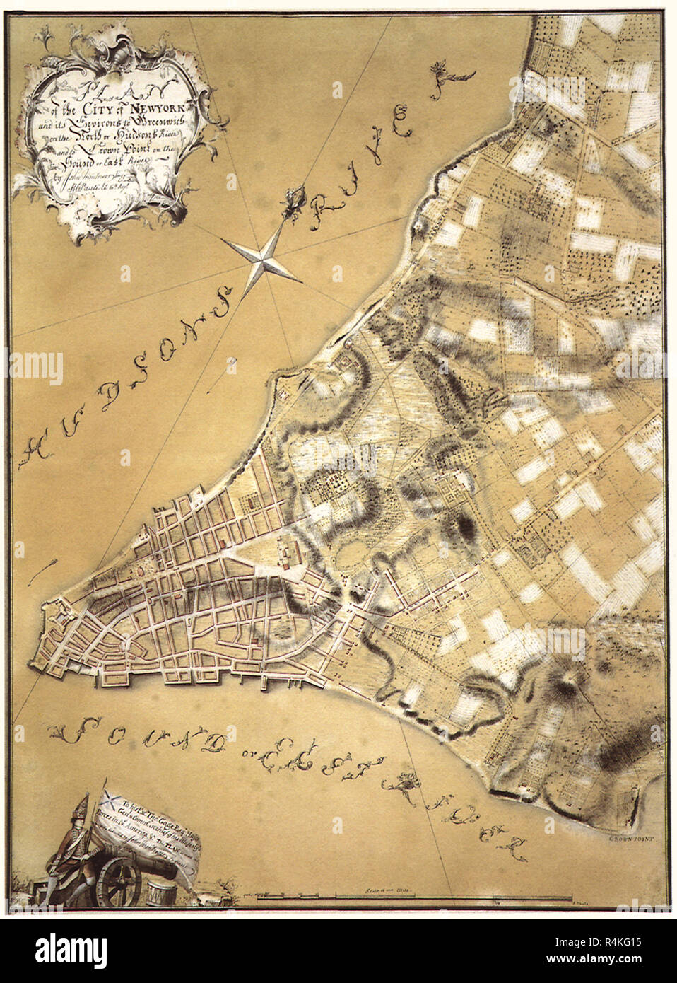 Plan of New York City. 1766, Montresor, John. Stock Photo