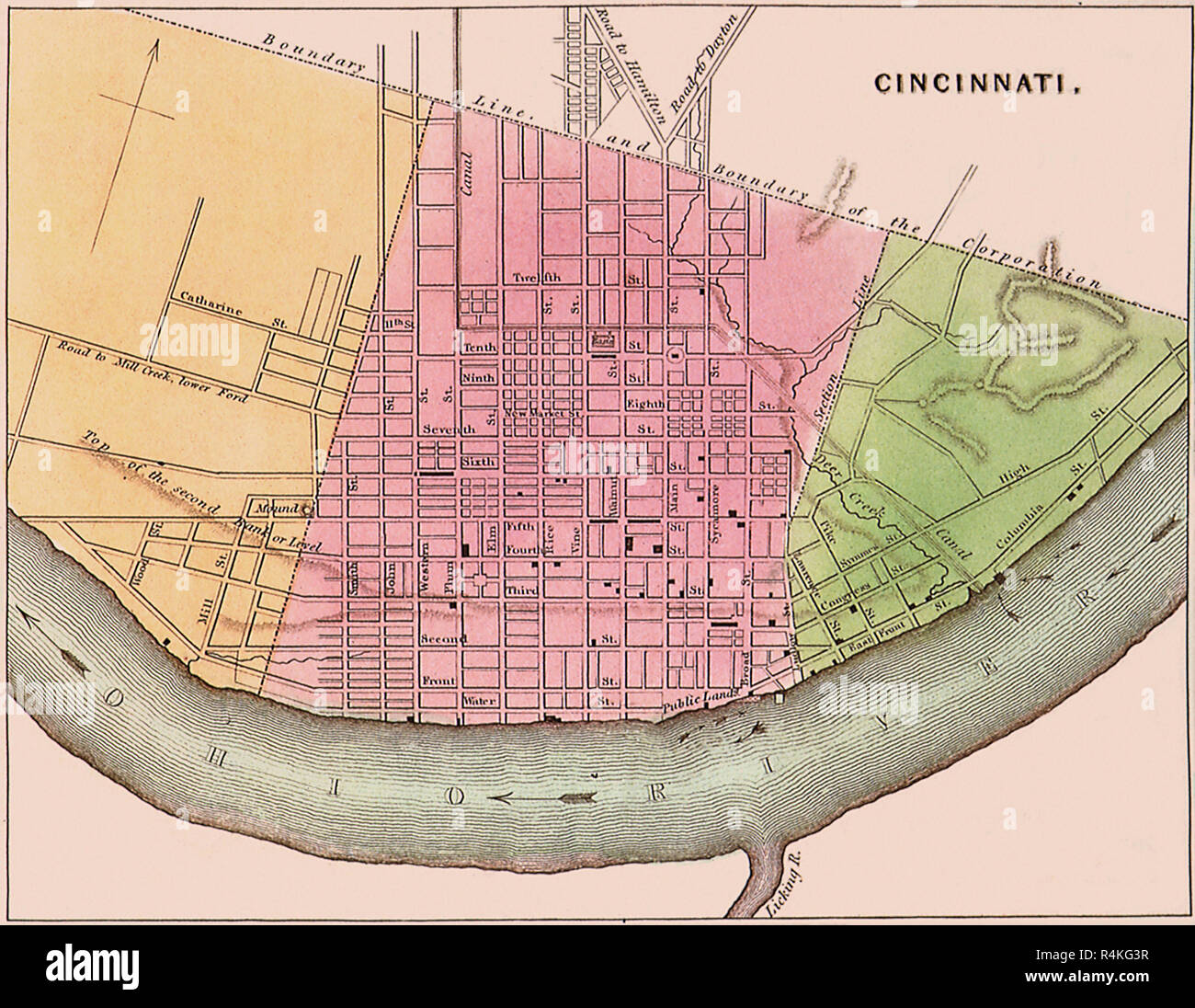 Cincinnati on Ohio R. 1837, Bradford, T.G. Stock Photo