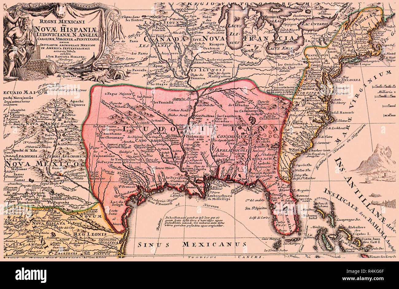 Missisippi River Map 1723 Homann - Missisippi River Map 1723 Homann Jb R4KG6F 