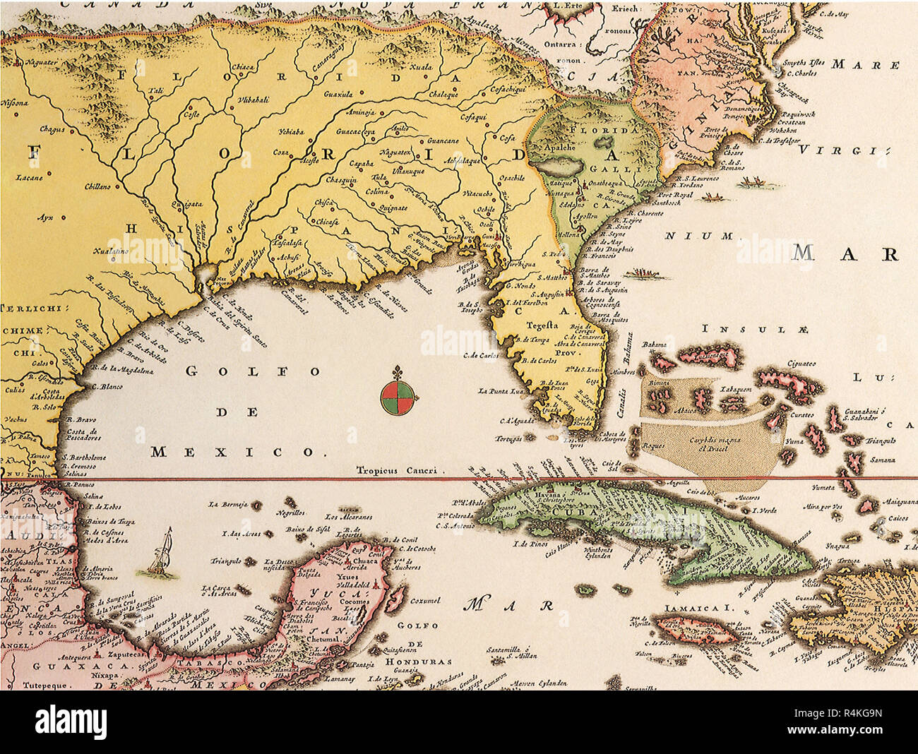 Gulf of Mexico 1690, Visscher, N. Stock Photo