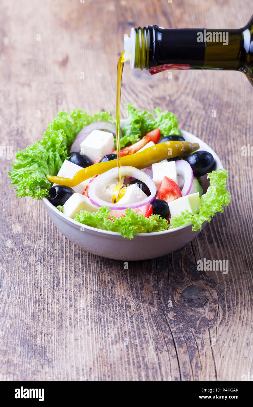 fresh greek salad with olives Stock Photo Alamy