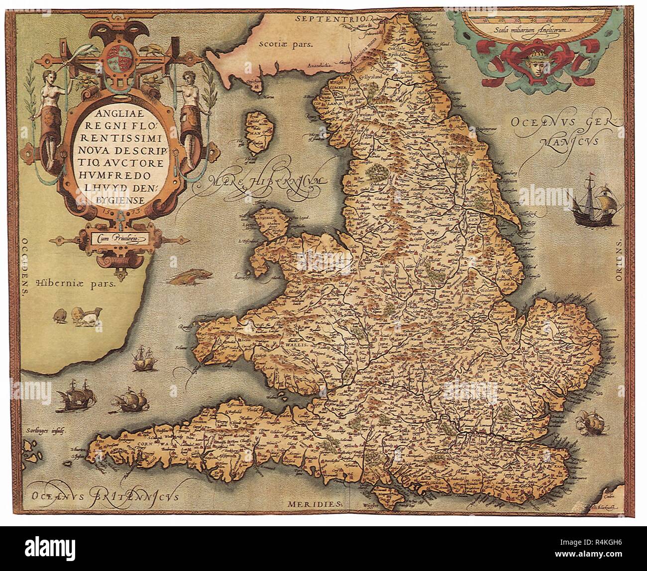 England and Wales, 1573, Lloyd, Humphrey. Stock Photo